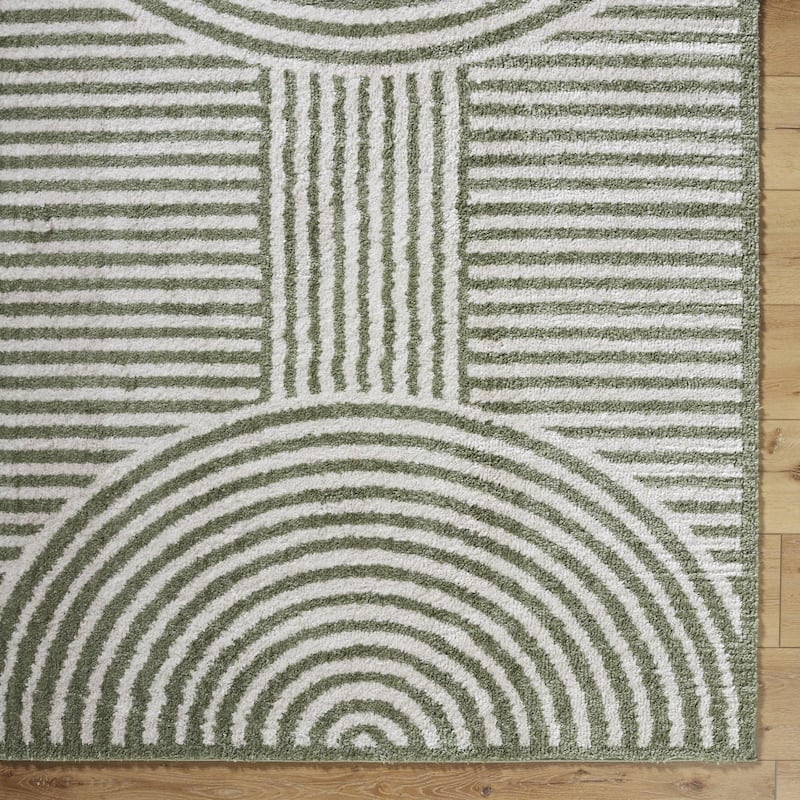 Livabliss Scandinavian Fossay Shag Stripe Washable Area Rug