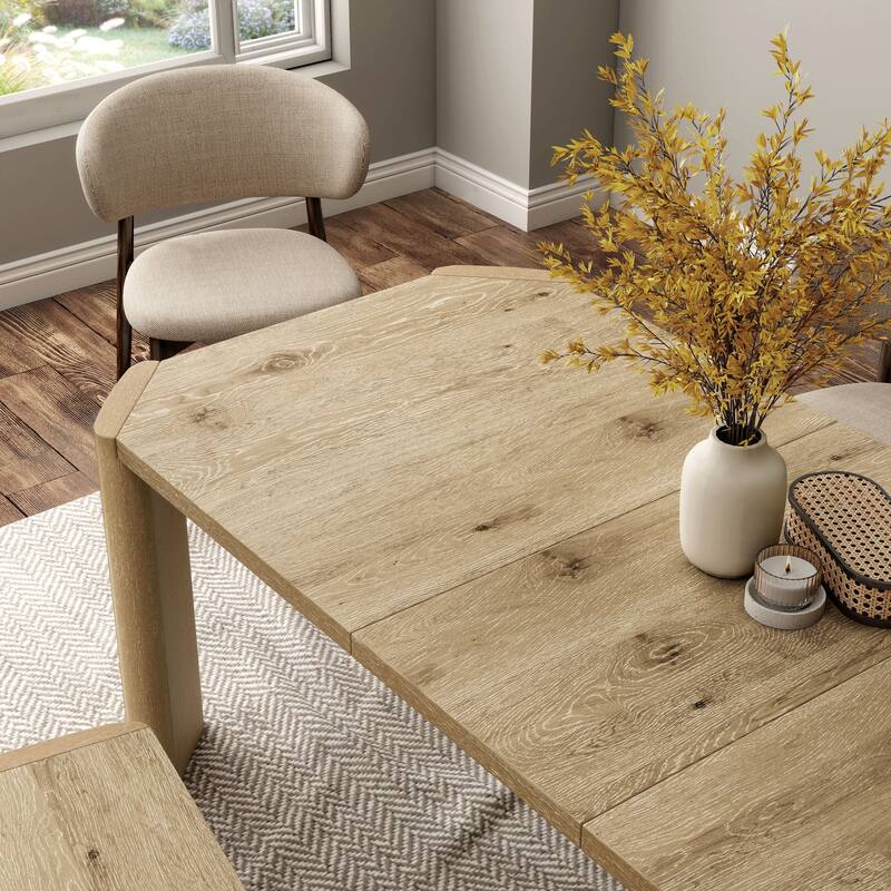 Furniture of America Elira Modern 7-Piece Oak Solid Wood Expandable Dining Set