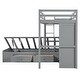 preview thumbnail 10 of 9, Elegant Twin Bunk Bed with Drawers, Wardrobe, Spacious Storage Shelves and Hydraulic Bed, Mart Hydraulic Lift, Grey