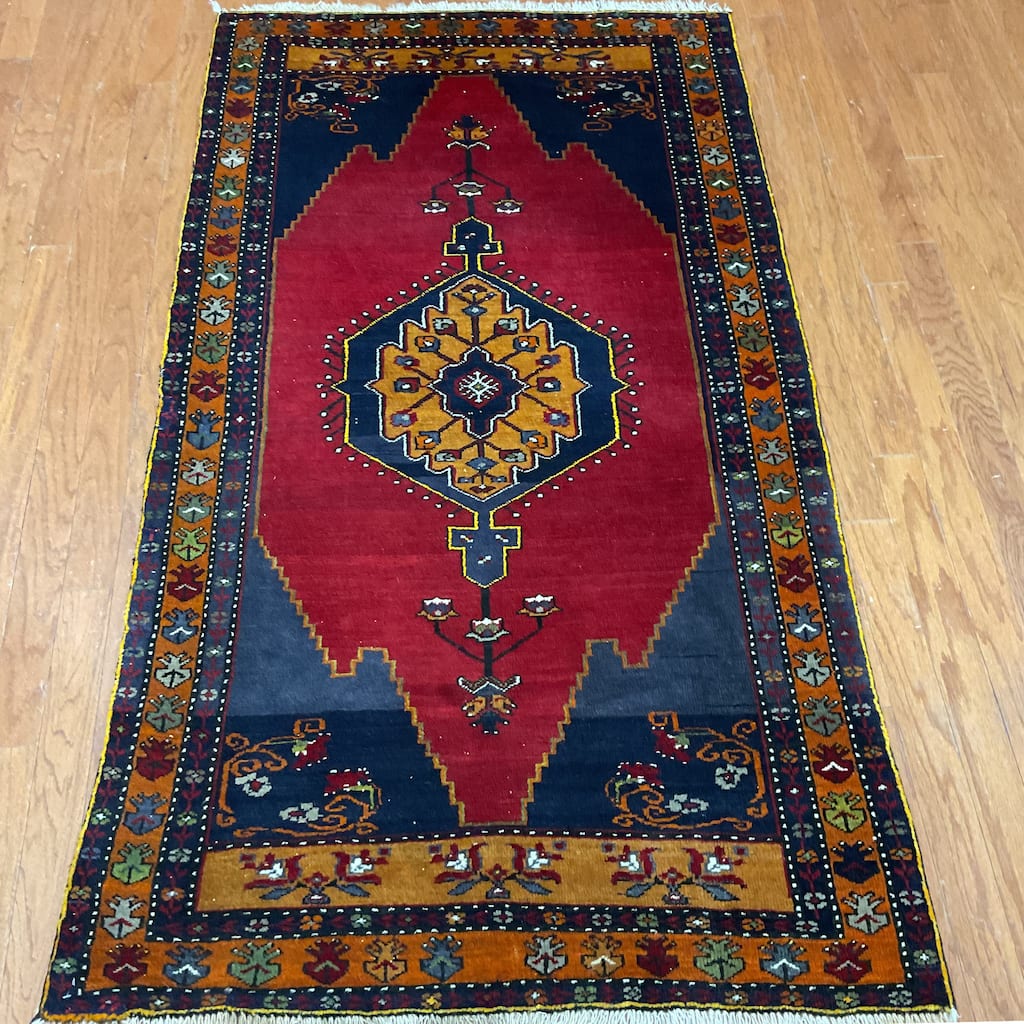 HERAT ORIENTAL Handmade Hamadan Wool Rug - 3'8" x 6'7"
