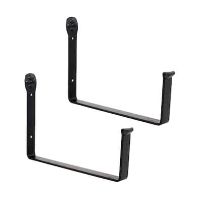 Achla Designs Black Wrought Iron Wall Mounted Flower Box Brackets (Set of 2), Powder Coated Finish, Home Garden Accessory