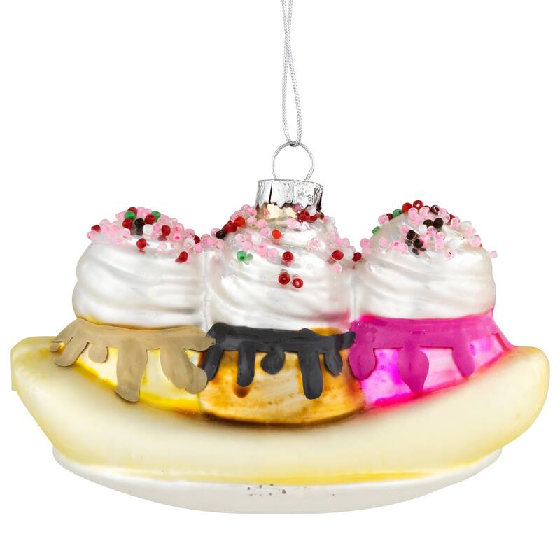 5" Banana Split Glass Christmas Ornament