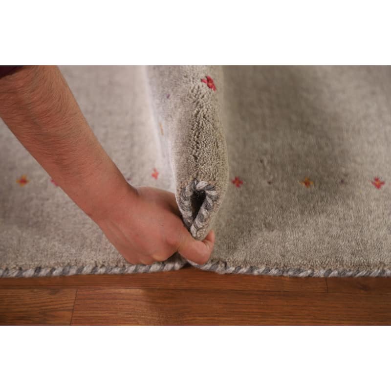 Tribal Gabbeh Beige Runner Rug Handmade Wool Carpet - 2'10"x 9'8"