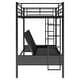 preview thumbnail 10 of 10, Black Twin over Full Metal Bunk Bed with Fence and Multi-Function Design