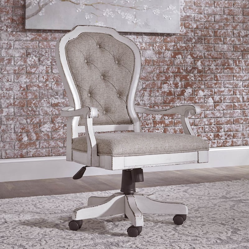 Magnolia Manor Antique White Weathered Bark Jr Executive Desk Chair - Antique White