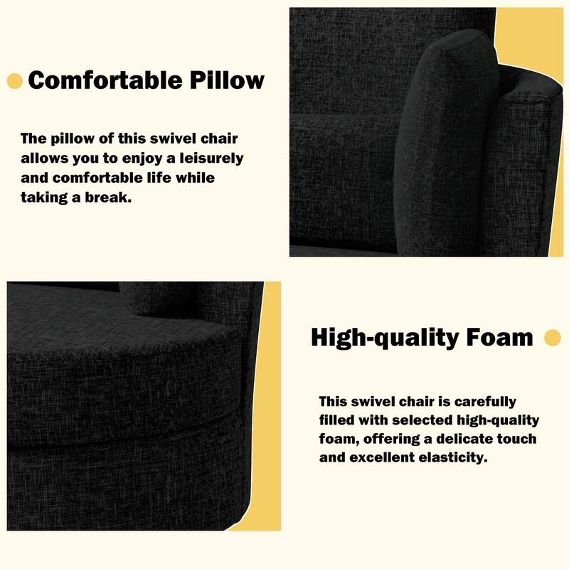 Swivel 34.7" Wide Comfortable Chenille Accent Chair (Set of 4)