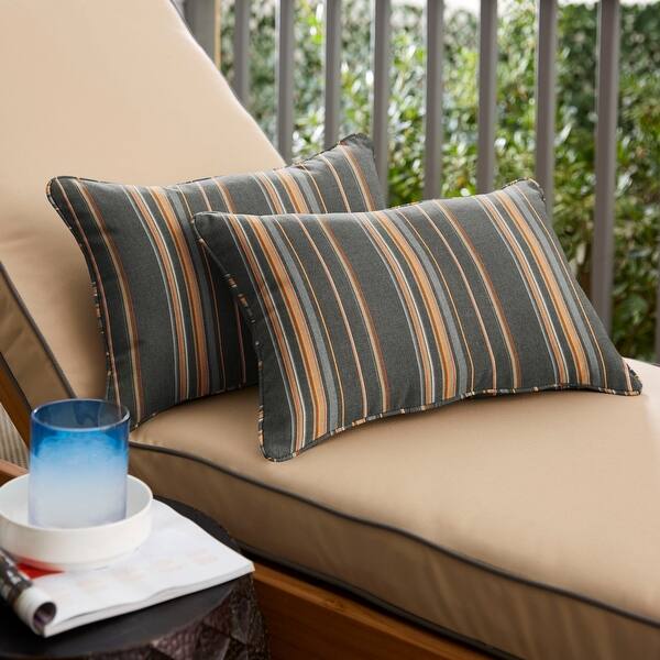 Sorra Home Sunbrella Stanton Greystone Corded Indoor/ Outdoor Pillows