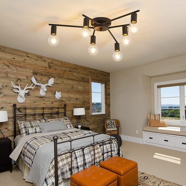 6 light modern ceiling light fixture black farmhouse ceiling lamp