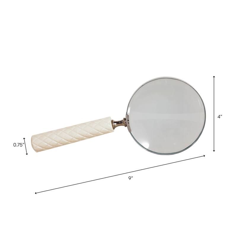 Resin Metal Decorative Object Magnifying Glass Home Decor - 1" Ivory - 4" x 9" x 0.75"