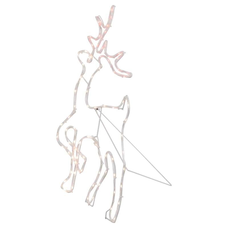 24" Lighted Standing Reindeer Silhouette Outdoor Christmas Decoration - White