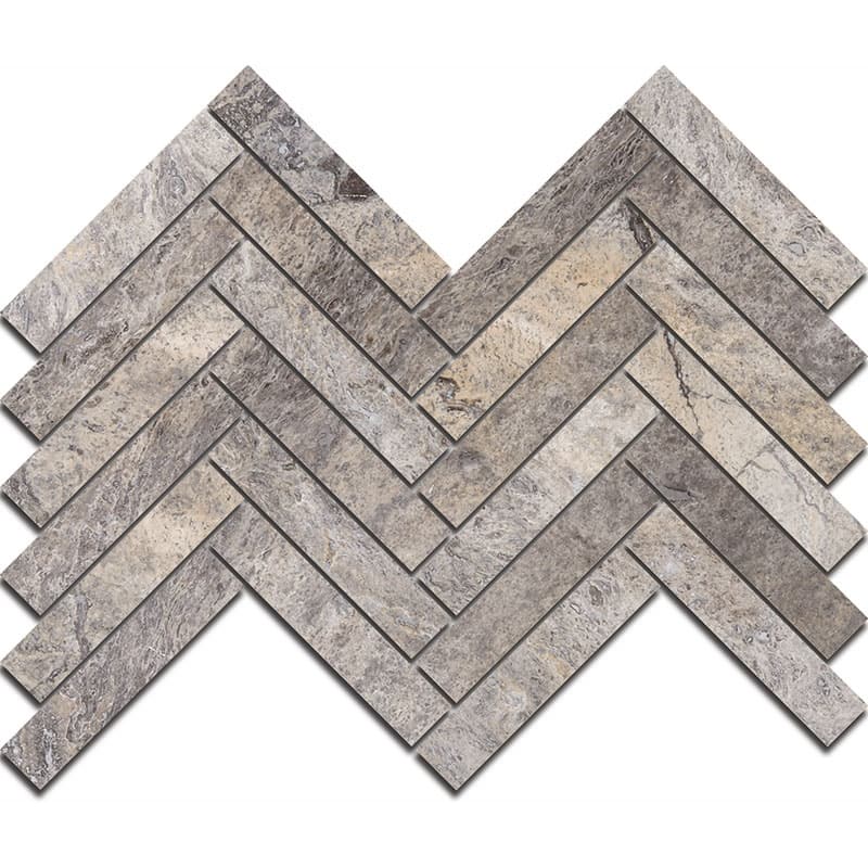 Argento Travertine 1.25" x 6" Insignia Mosaic Tile