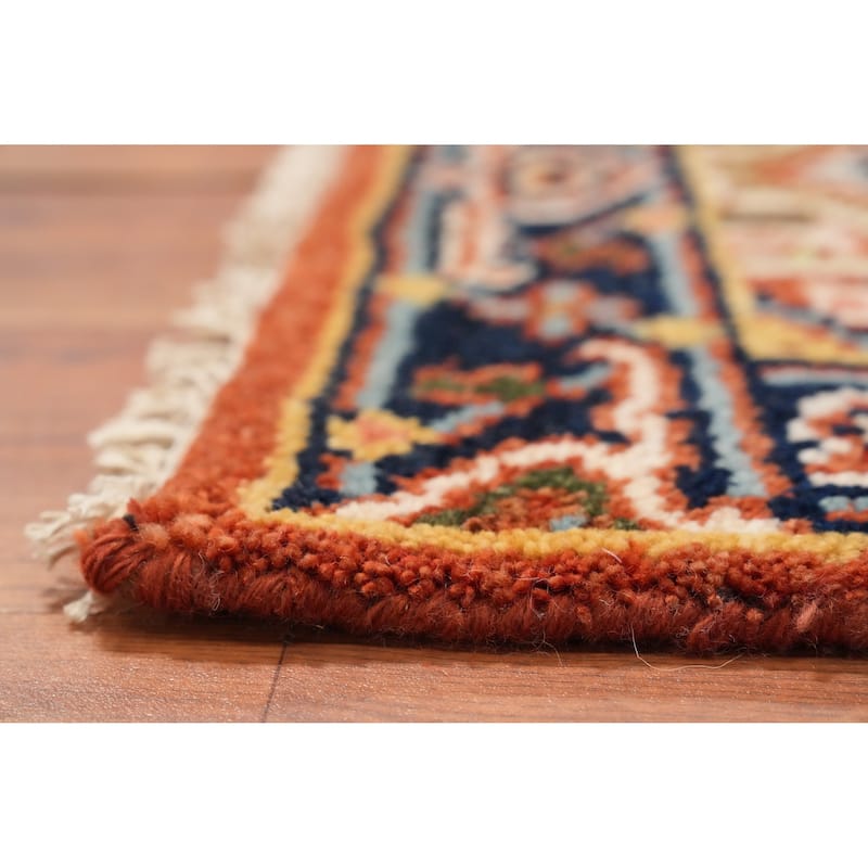 Hand Knotted Oriental 100% Wool Carpet Traditional Medallion Oranges & Rust Heriz (serapi) Area Rug - 3' 0'' X 2' 0''