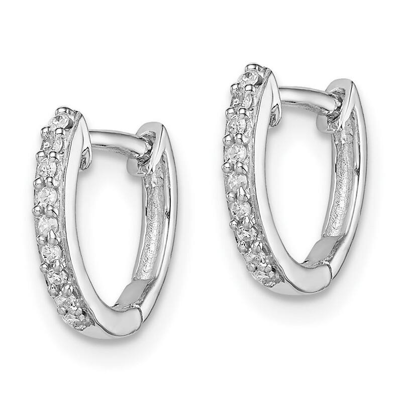 Curata 925 Sterling Silver Polished Hinged hoop Diamond Earrings - 10x2mm Wide 2mm Thick