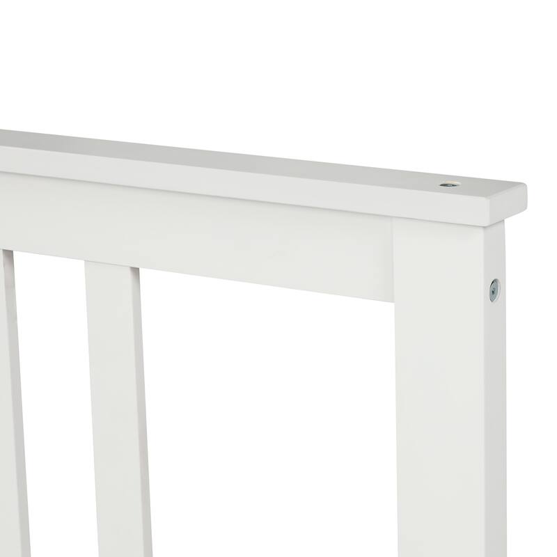 Twin Wood Platform Bed with Headboard and Footboard in White