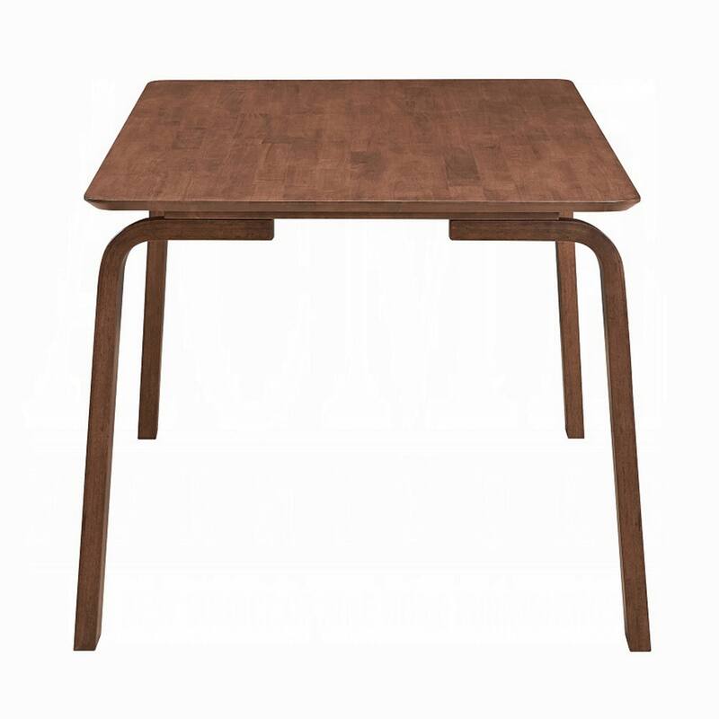 Kinni Dining Table, Walnut Brown Wood, Bent Legs, Rectangular 63 Inch