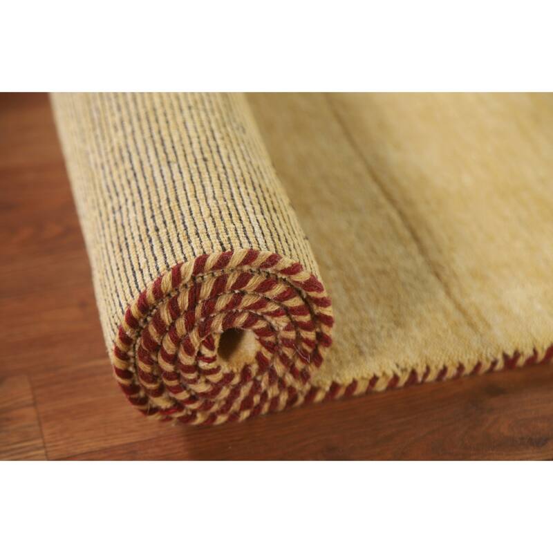 Tribal Gabbeh Oriental Runner Rug Handmade Green / Yellow Wool Carpet - 2'9"x 7'11"