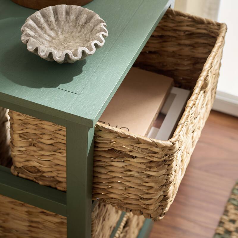 SAFAVIEH Evaline Distressed Black 3 Wicker Basket Storage Unit - 17.3" x 13.4" x 29.5" - 17"W x 13"D x 30"H