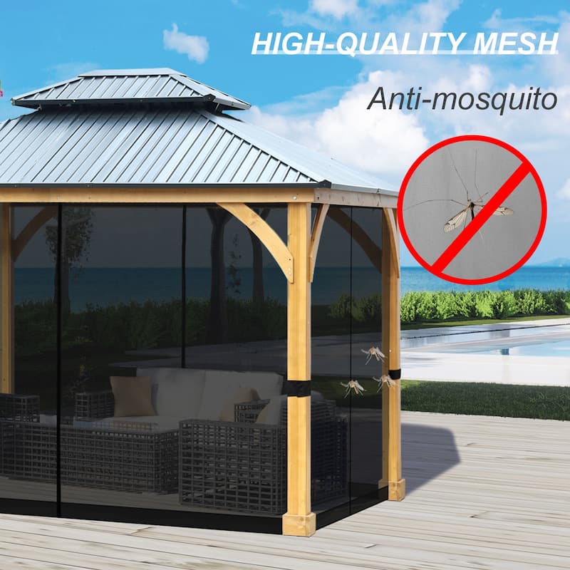 Aoodor 10'x12' Replacement Gazebo Mosquito Netting 4-Panel Sidewalls