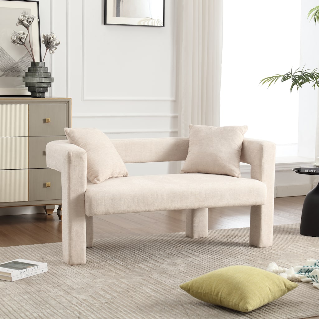 Roomfitters Chenille Loveseat Sofa, Upholstered 2-Seater Accent Couch for Living Room, Bedroom or Lounge Area