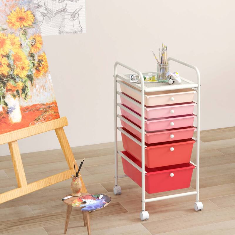 Costway 6 Drawer Rolling Storage Cart Scrapbook Paper Office Organizer