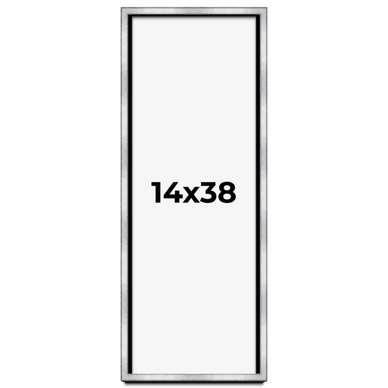 14x38 Shadow Box Frame Silver | 1.375 Inches Deep Real Wood