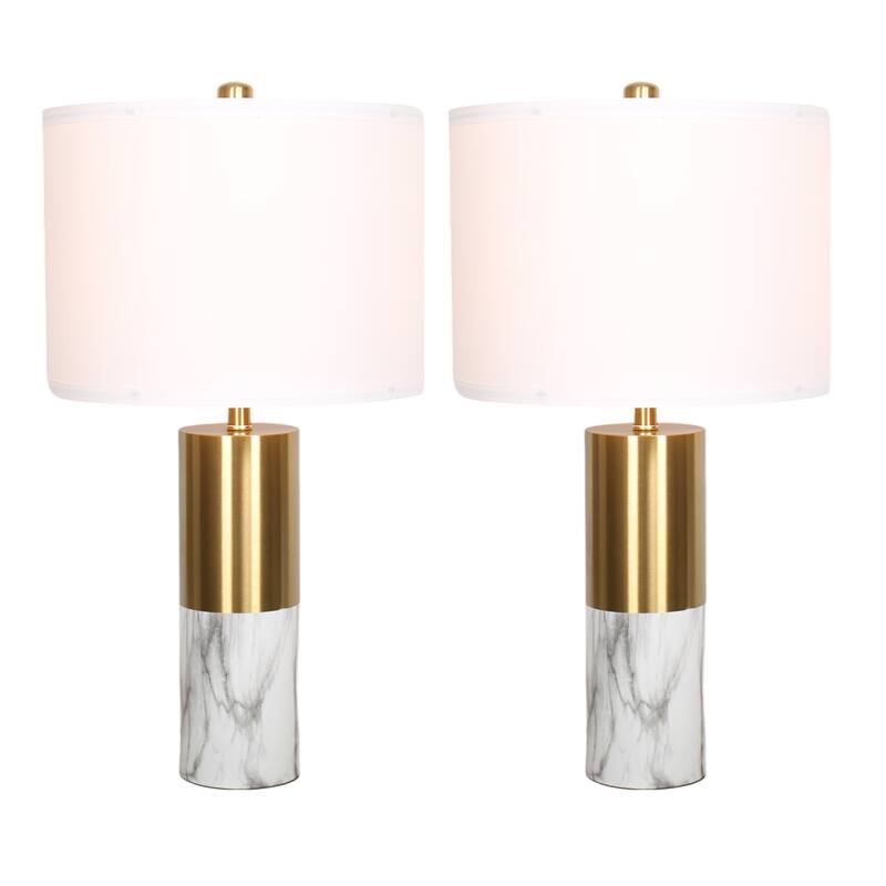Lighting Marble Gold Table Lamps (Set of 2)