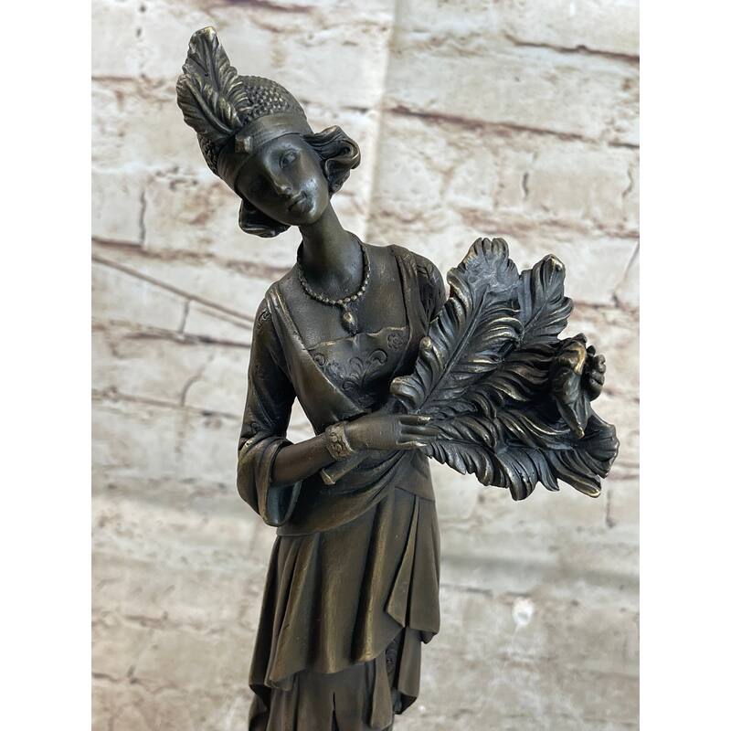 Signed Original Kin 1920 Art Deco Style Woman Bronze Sculpture Figurine