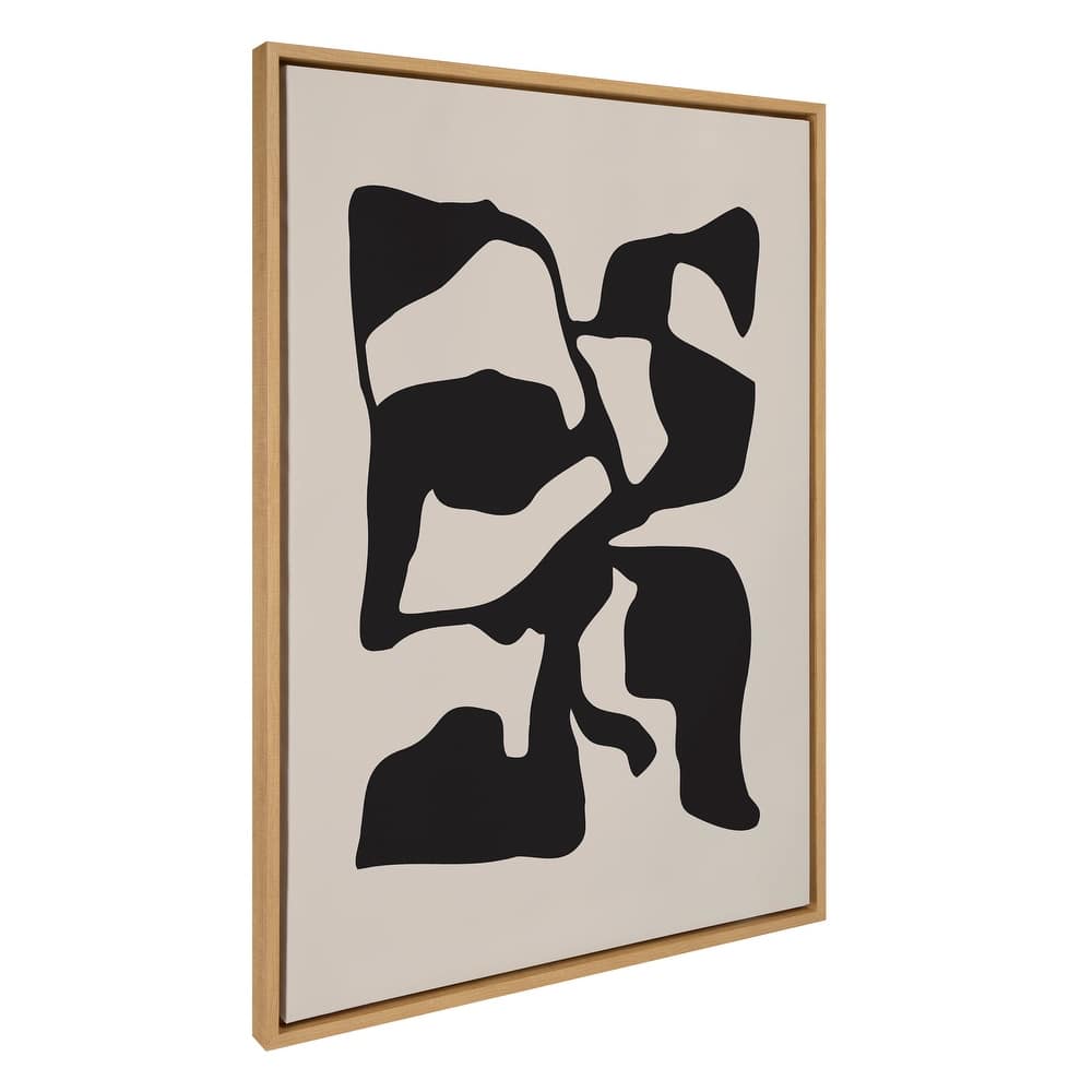 Kate and Laurel Sylvie Distorted Shapes of Black and Tan Framed Canvas by The Creative Bunch Studio