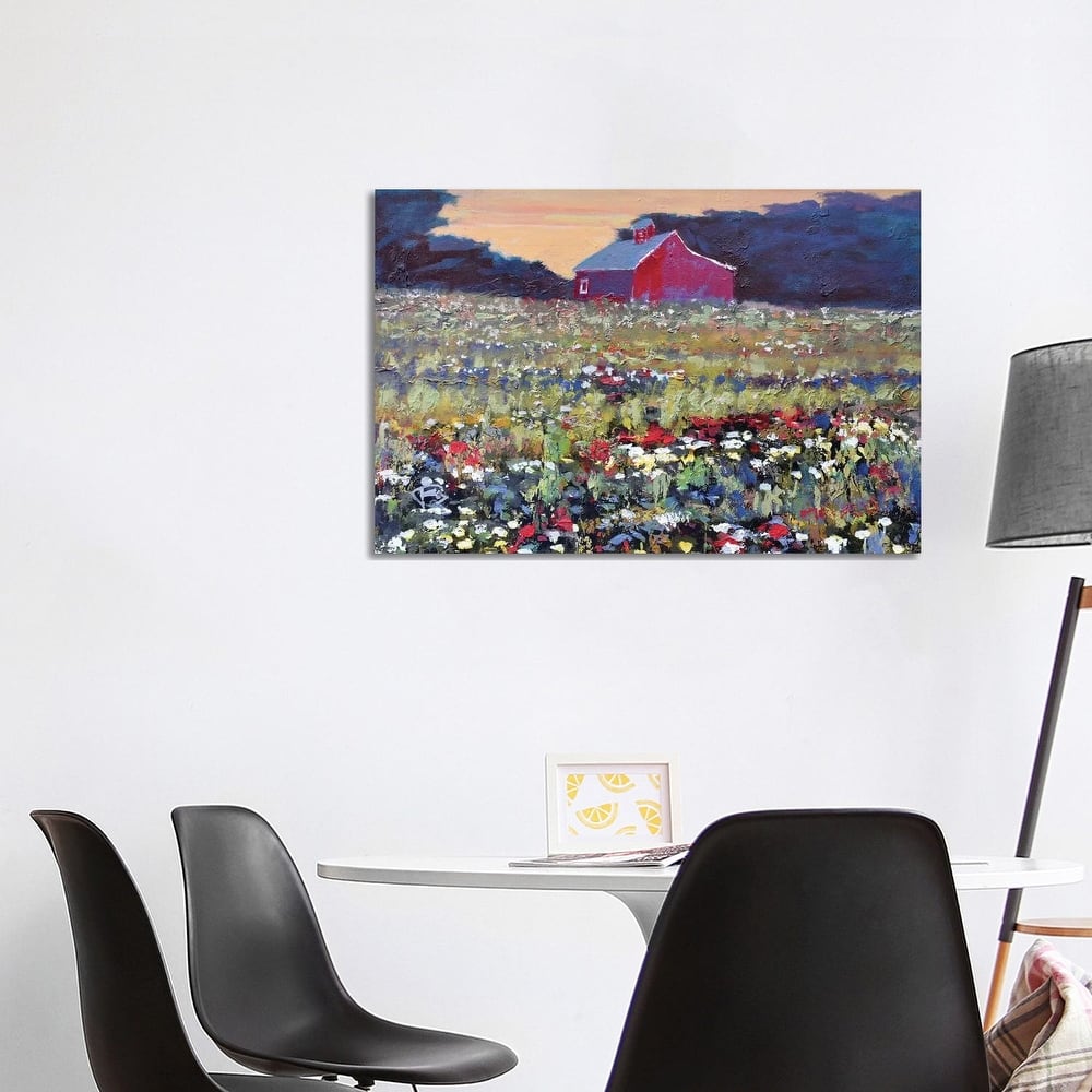 iCanvas "Red Barn And Flowers" by Kip Decker Canvas Print