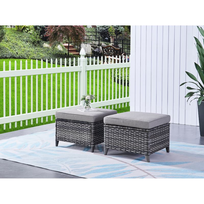 Pocassy 5-Piece Outdoor Furniture Set, Swivel chairs with Ottomans