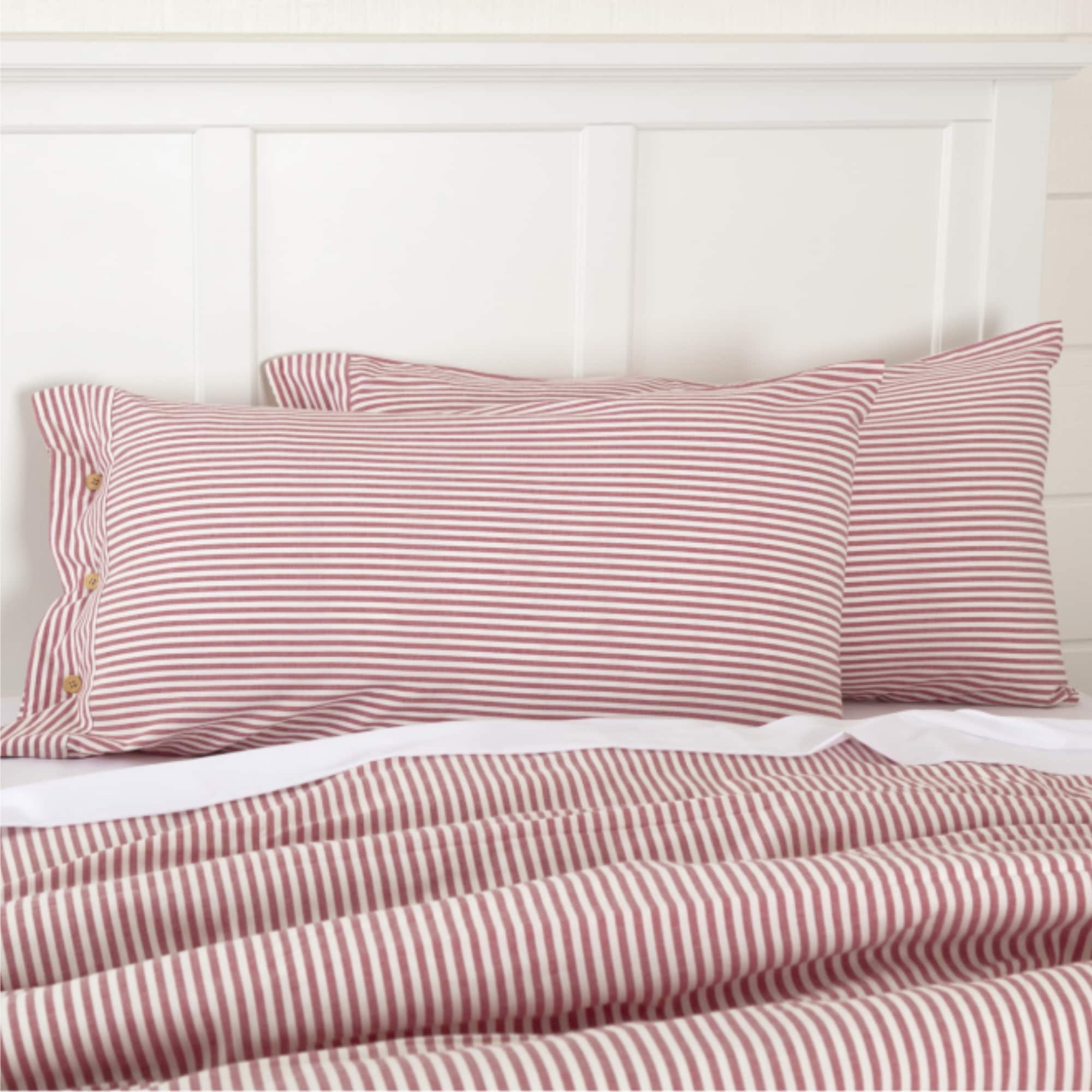 Farmhouse Ticking Red King Sham