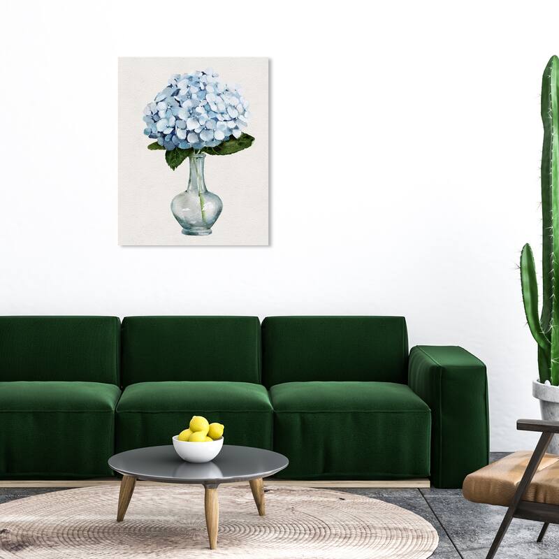 Wynwood Studio Canvas Floral and Botanical Contemporary Blue Floral Blue and Traditional Wall Art Canvas Print - 30 x 36