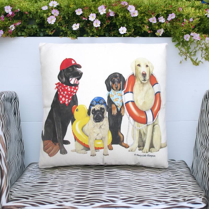 Magnolia Casual Outdoor Pillow Dogs of Summer 18x18