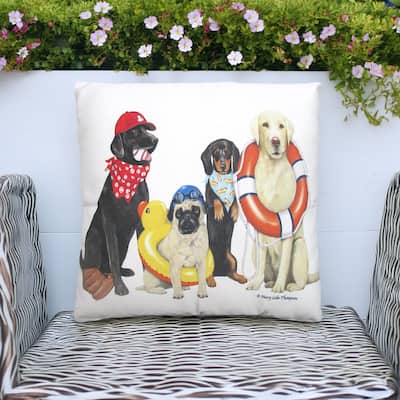 Magnolia Casual Outdoor Pillow Dogs of Summer 18x18