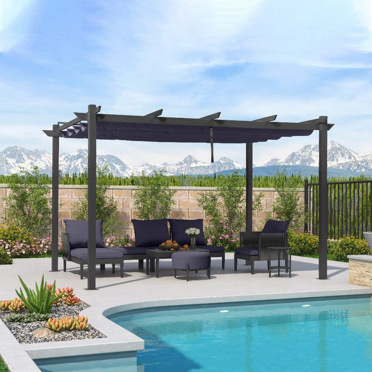 Naples 13' x 9.3' Pergola with Retractable Roof - Bed Bath & Beyond -  36704016