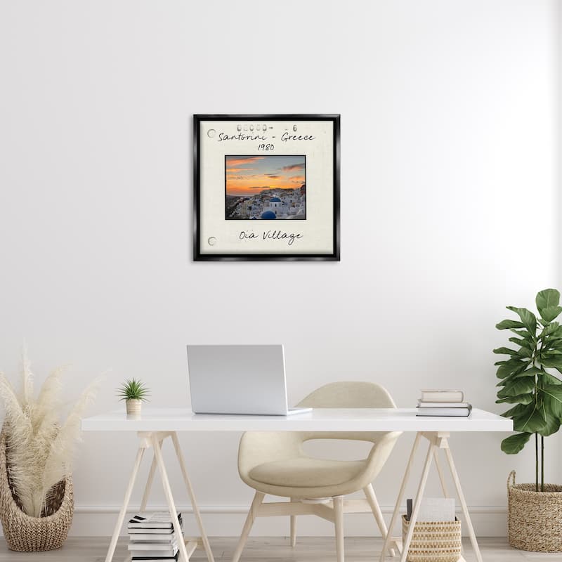 Stupell Greece Travel City View Framed Floater Canvas Wall Art Design By Val Rhodes