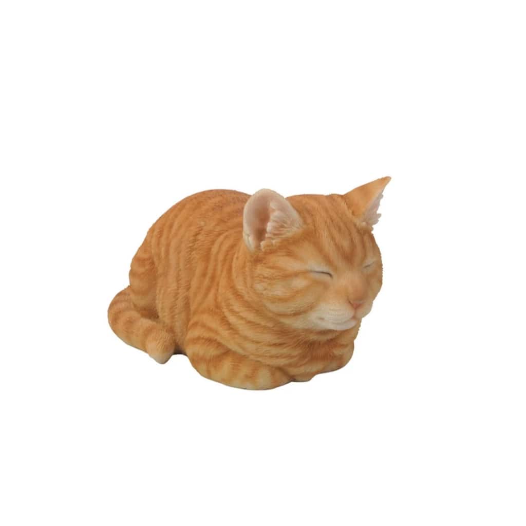 8" Tabby Cat Sleeping Outdoor Garden Statue