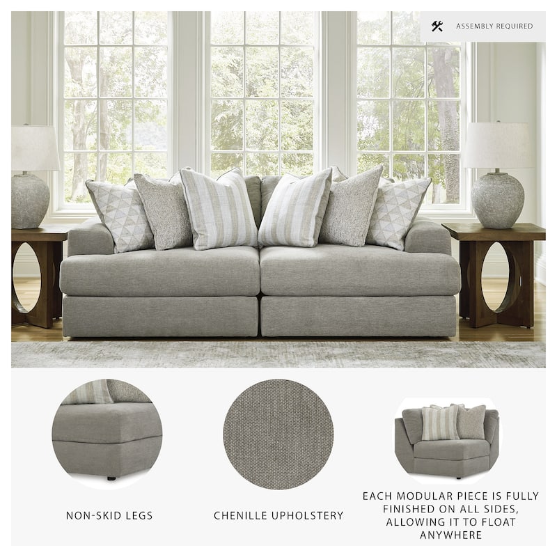 Signature Design by Ashley Avaliyah Gray 2-Piece Sectional Loveseat - 93" W x 44" D x 37" H