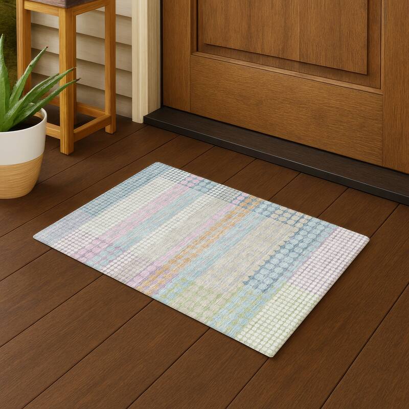 Machine Washable Indoor/ Outdoor Casual Dotty Chantille Rug - Sky - 1'8" x 2'6"