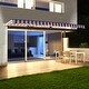 preview thumbnail 1 of 7, ALEKO Motorized LED 20 x 10 ft Half Cassette Retractable Awning Multi-Stripe Red