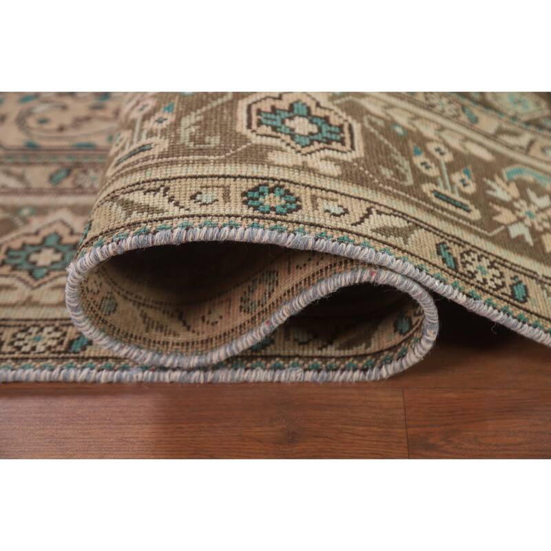 Hand Knotted Oriental 100% Wool Carpet Traditional Medallion Peach Tabriz Area Rug - 9' 5'' X 6' 7''
