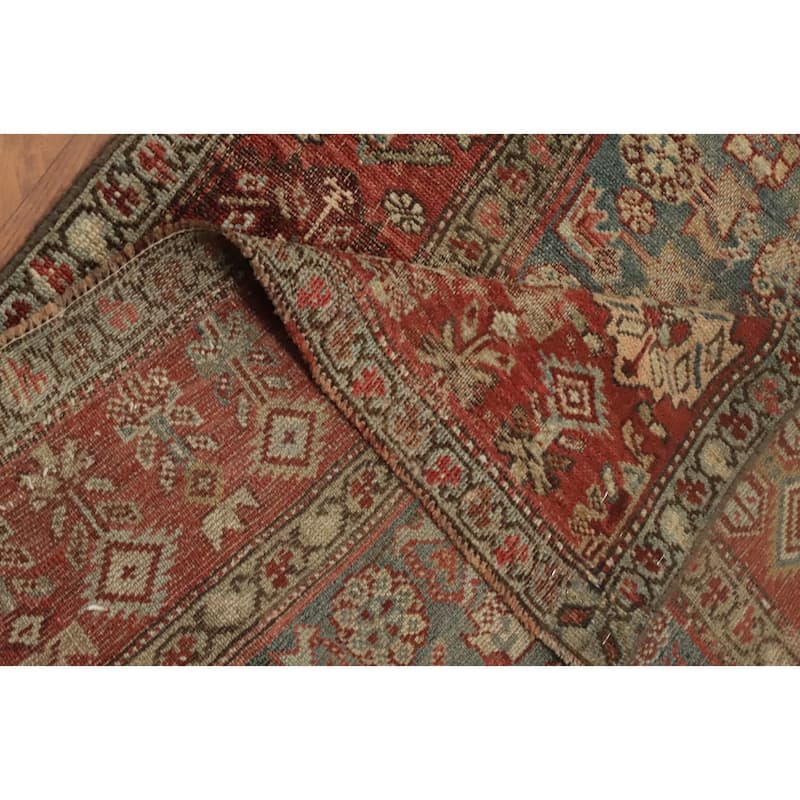 Hand Knotted Oriental 100% Wool Carpet Traditional Floral Navy Blue & Blues Bidjar Runner Rug - 11' 1'' X 3' 1''