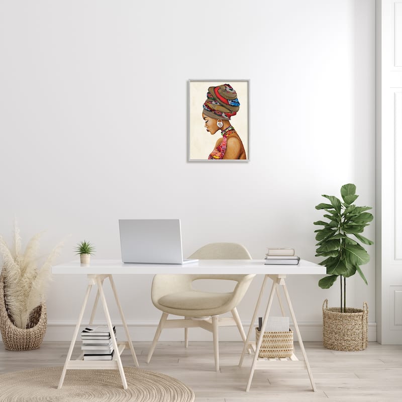 Stupell Woman Wearing Traditional African Fashion Headwrap Framed Wall Art - Multi-color