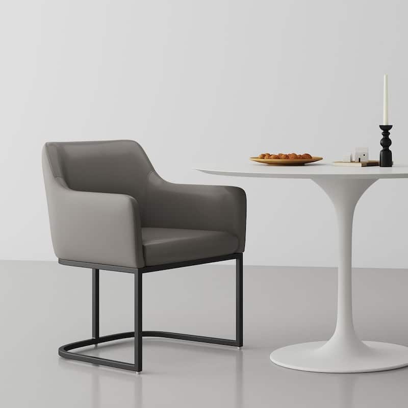 Manhattan Comfort Modern Serena Leatherette Upholstered Dining Armchair - Single - Grey