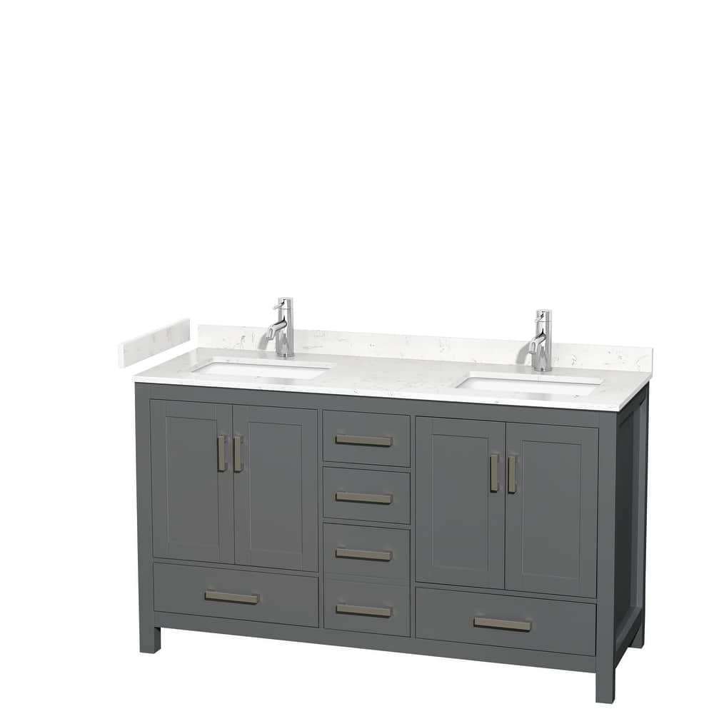 Sheffield Double Bathroom Vanity Set, Cultured Top, No Mirror