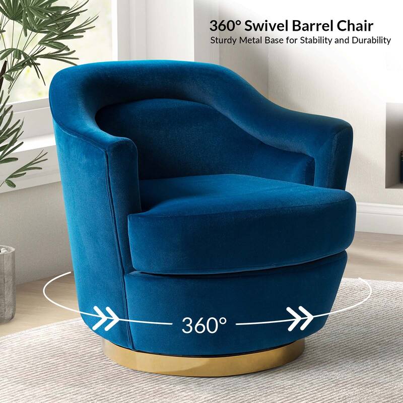 Kanstantin Modern Upholstered Swivel Barrel Chair with Golden Base Set Of 2 by HULALA HOME