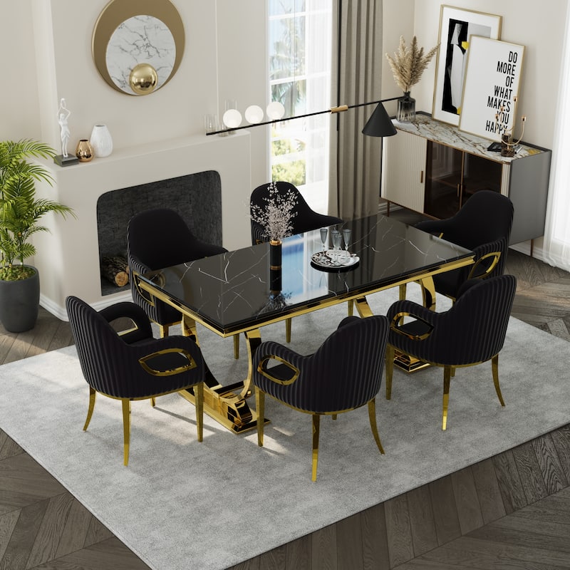 Dining Table Set with Arm Dining Chairs