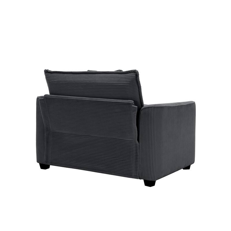 2 Pieces Deep Seated Sofa Set with Removable Armrests, 1+1Seat Flexible Combinations with Throw Pillows for Livingroom