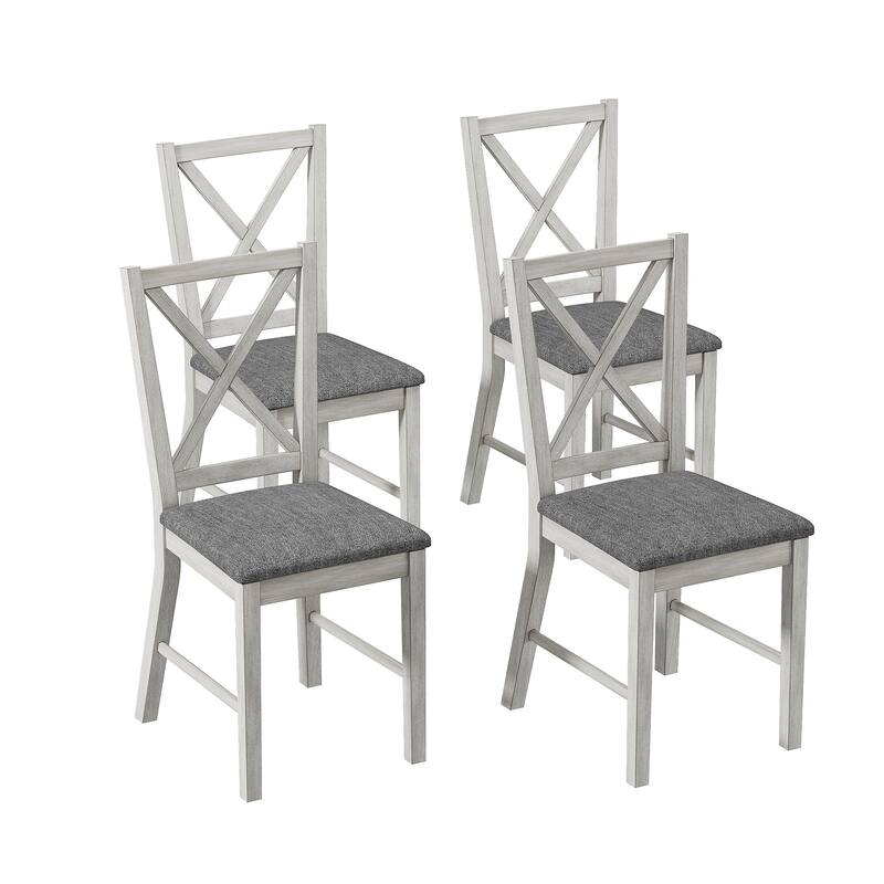 Javlergo Farmhouse Dining Chairs Set of 2/4/6, Kitchen Chairs with Square Back, 100% Solid Wood Legs Side Chairs - Set of 4 - Grey