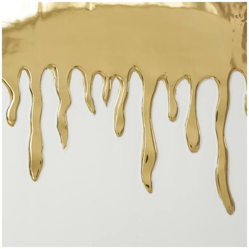 Ceramic Decorative Vase with Abstract Gold Melting Drips - Black or White - CosmoLiving by Cosmopolitan